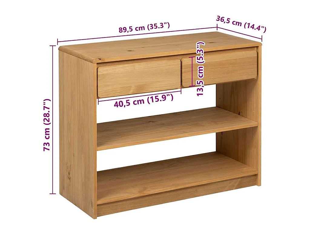 Konsolentisch SAUDA Eiche-Optik 89,5x36,5x73 cm Kiefernholz