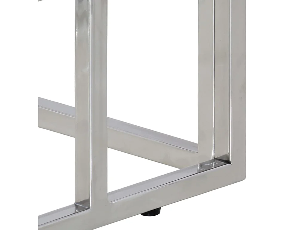 Table console argenté acier inoxydable et verre trempé