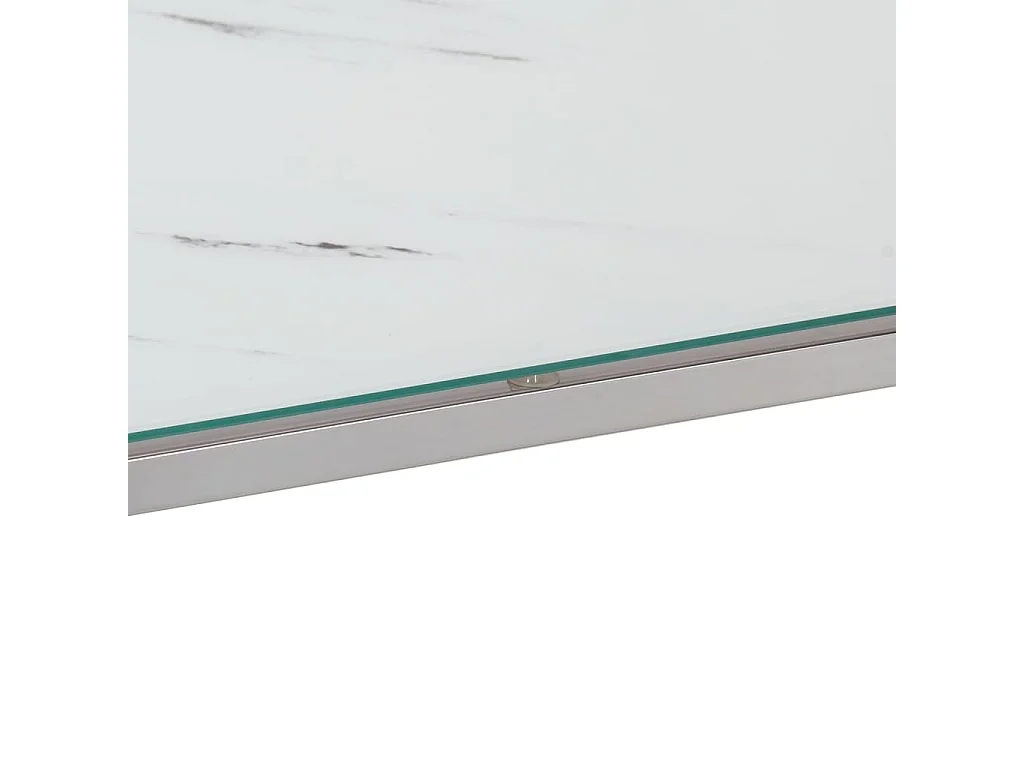 Table console argenté acier inoxydable et verre trempé