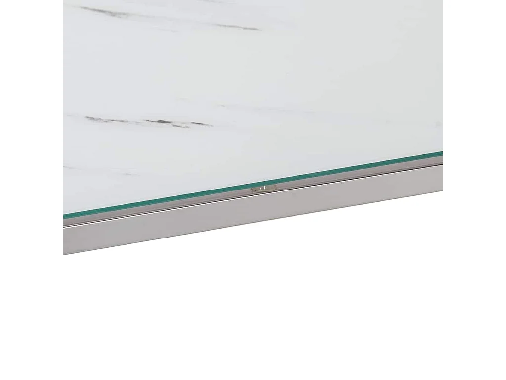 Table console argenté acier inoxydable et verre trempé