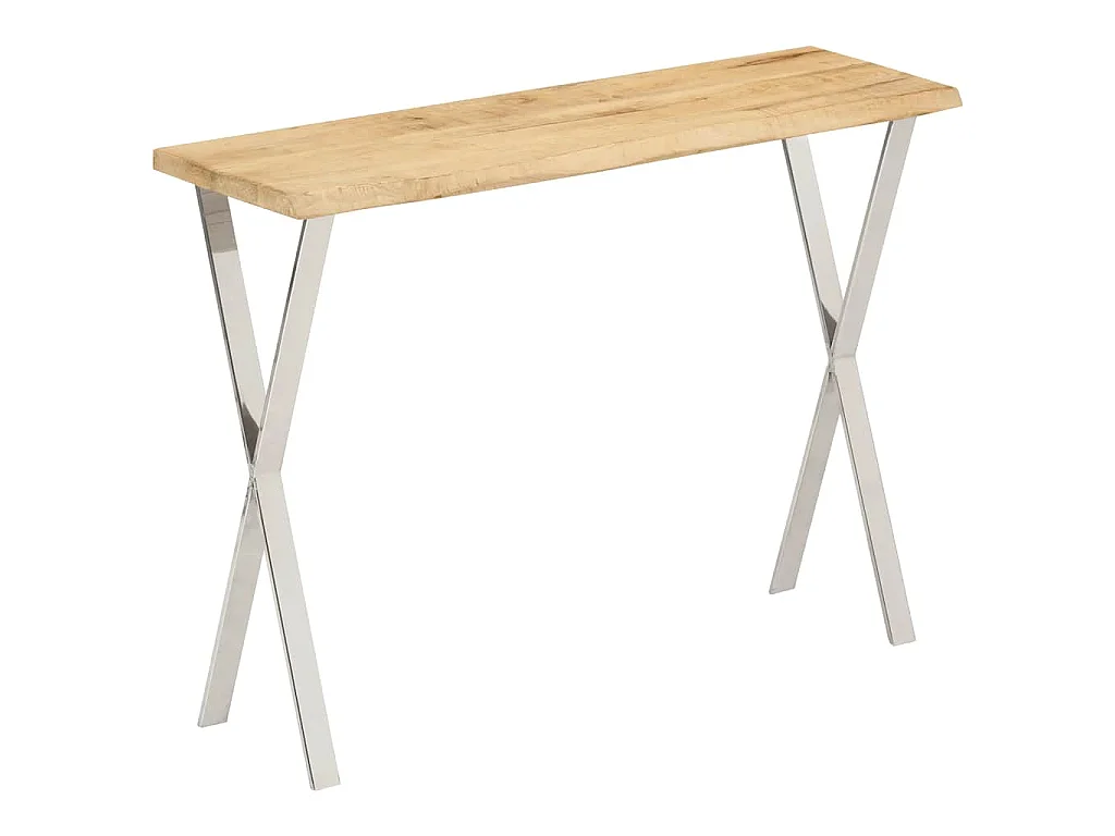 Wandtafel met natuurlijke rand 105x33x76 cm massief mangohout