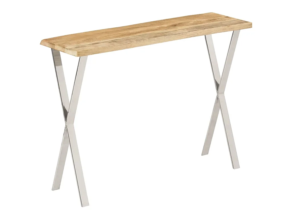 Wandtafel met natuurlijke rand 105x33x76 cm massief mangohout