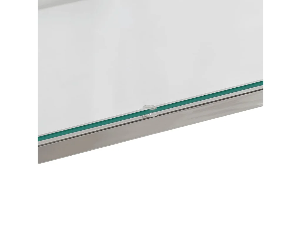 Table console argenté acier inoxydable et verre trempé