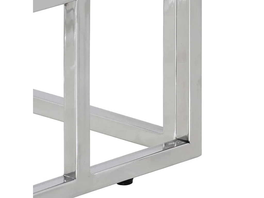 Table console argenté acier inoxydable et verre trempé