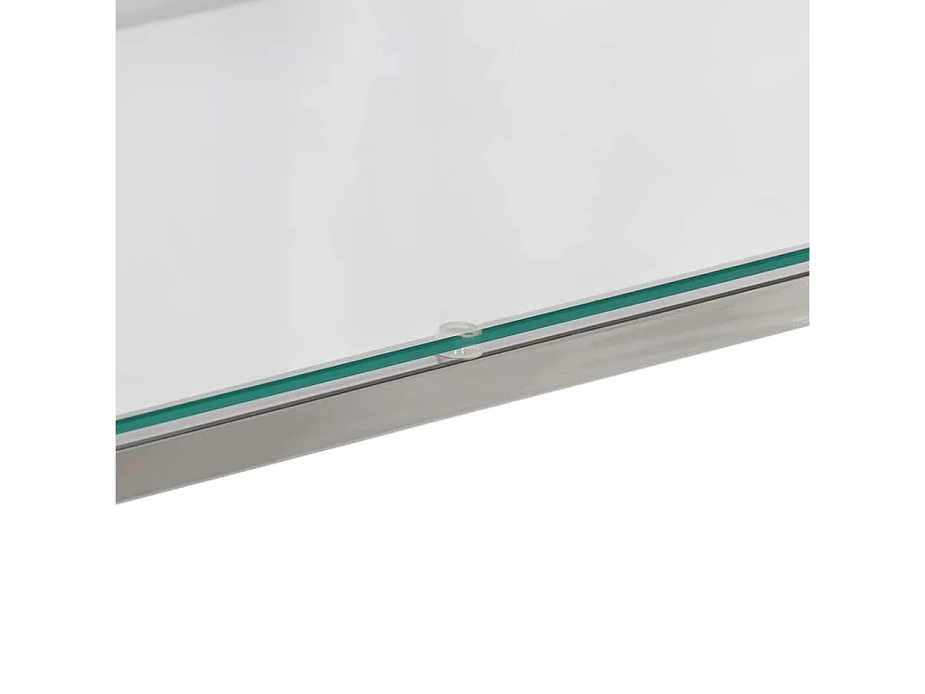 Table console argenté acier inoxydable et verre trempé