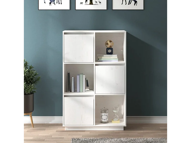 Highboard Weiß 74x35x117 cm Massivholz Kiefer