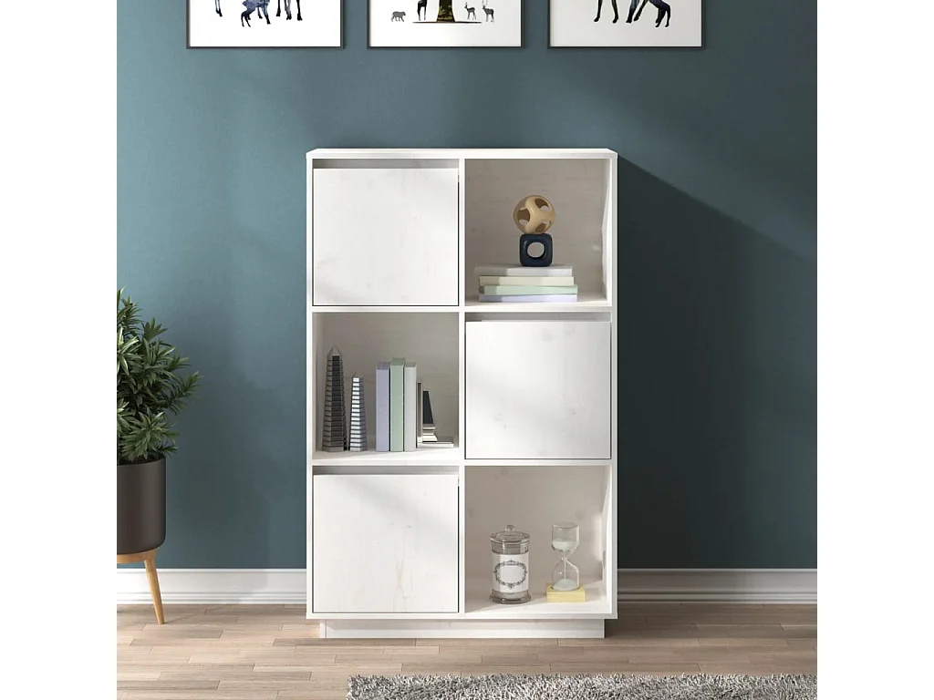 Hoge kast 74x35x117 cm massief grenenhout wit