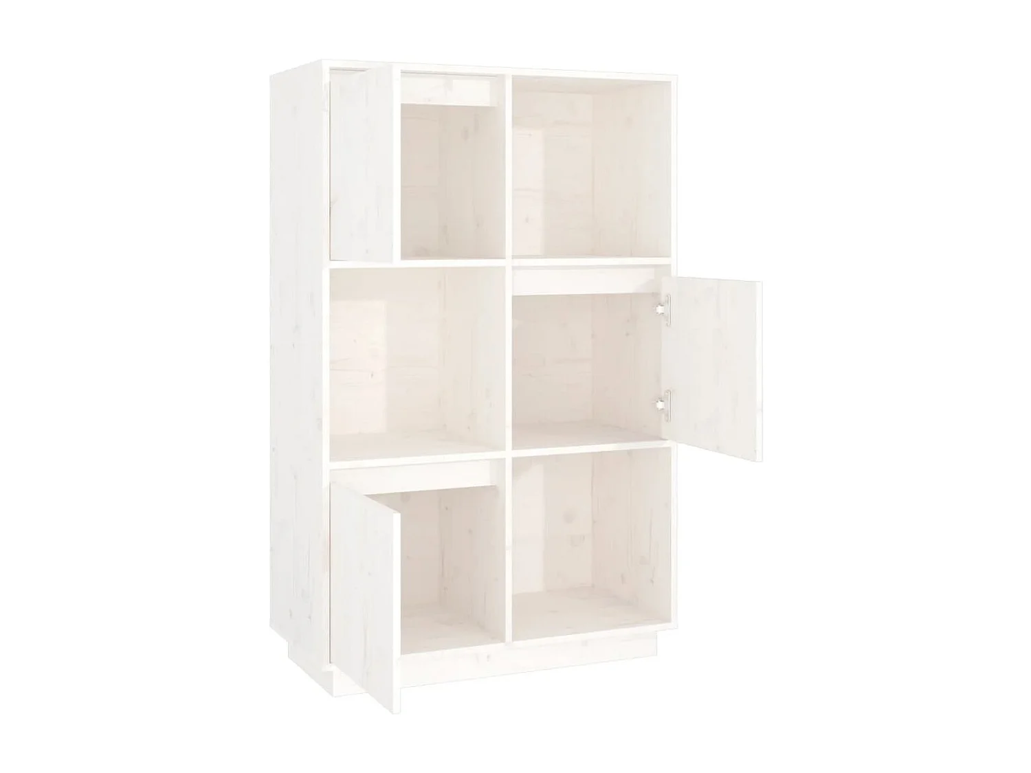 Hoge kast 74x35x117 cm massief grenenhout wit