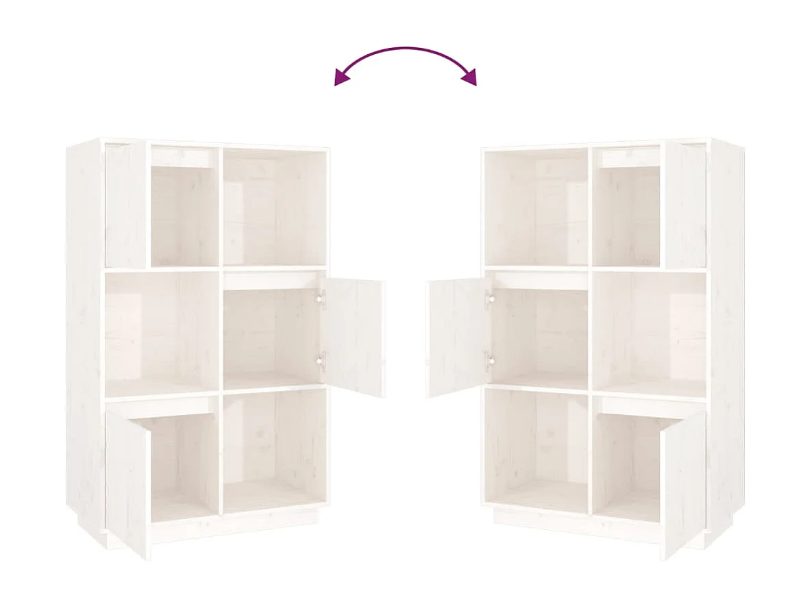 Hoge kast 74x35x117 cm massief grenenhout wit