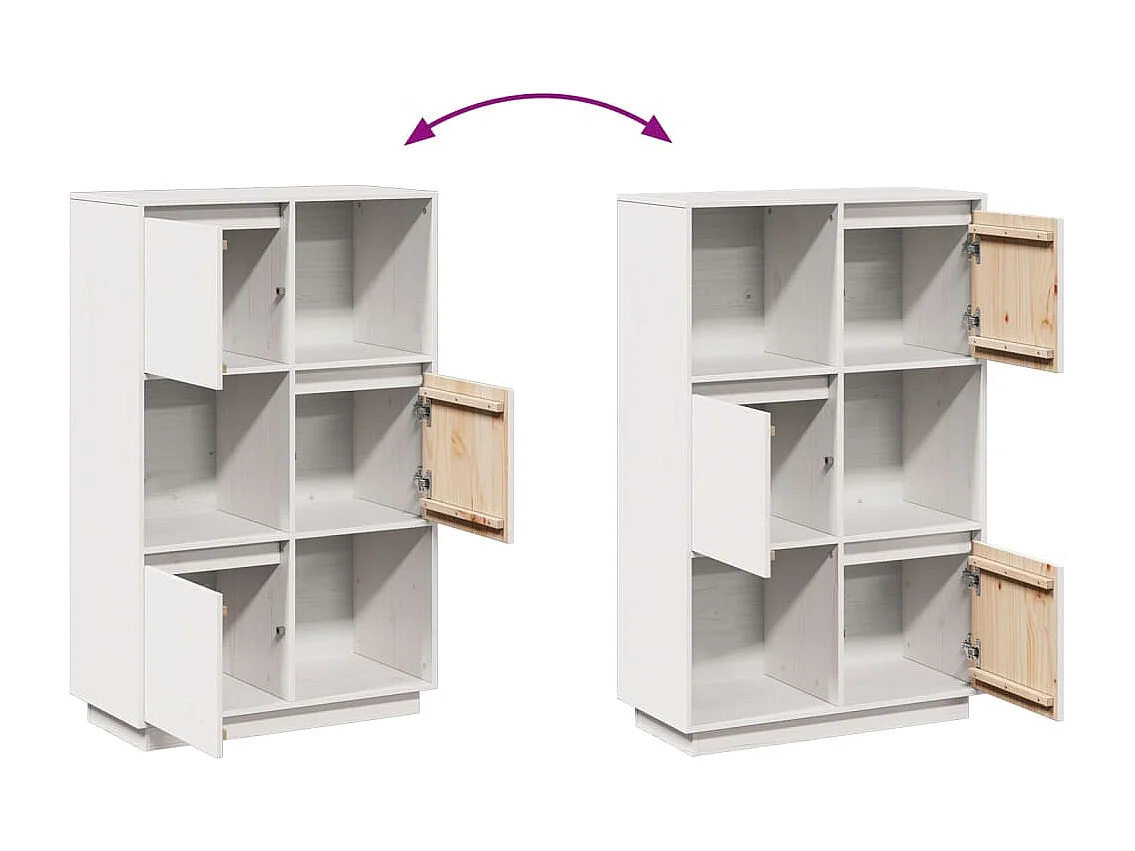 Hoge kast 74x35x117 cm massief grenenhout wit