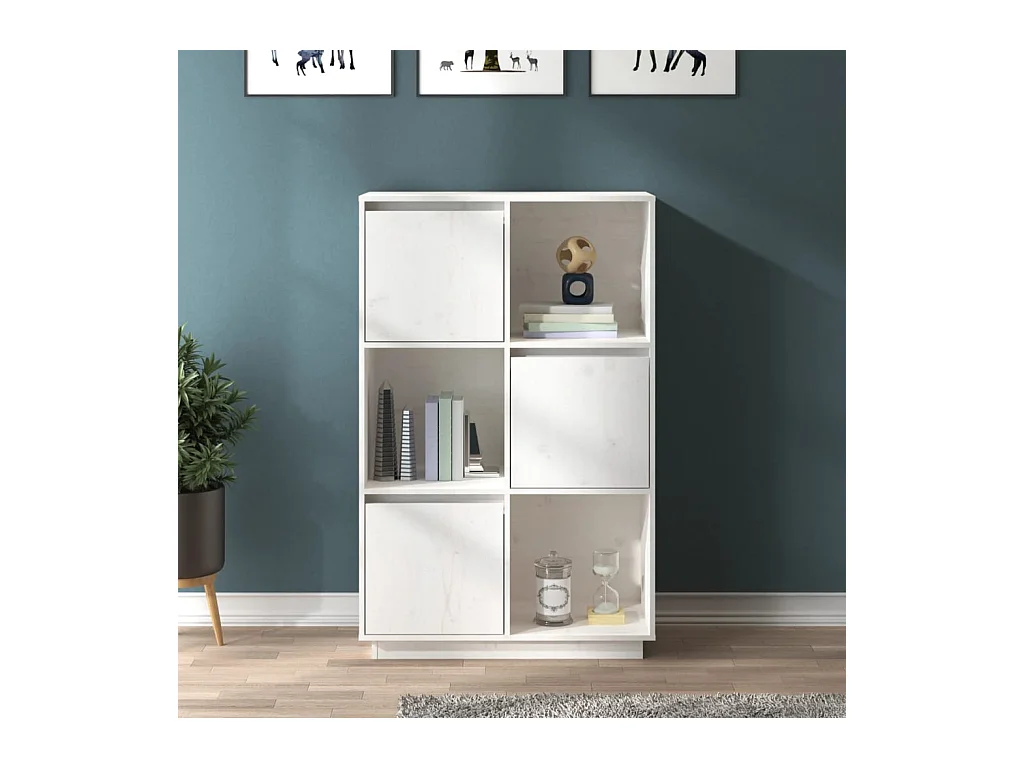 Buffet haut Blanc 74x35x117 cm Bois massif de pin