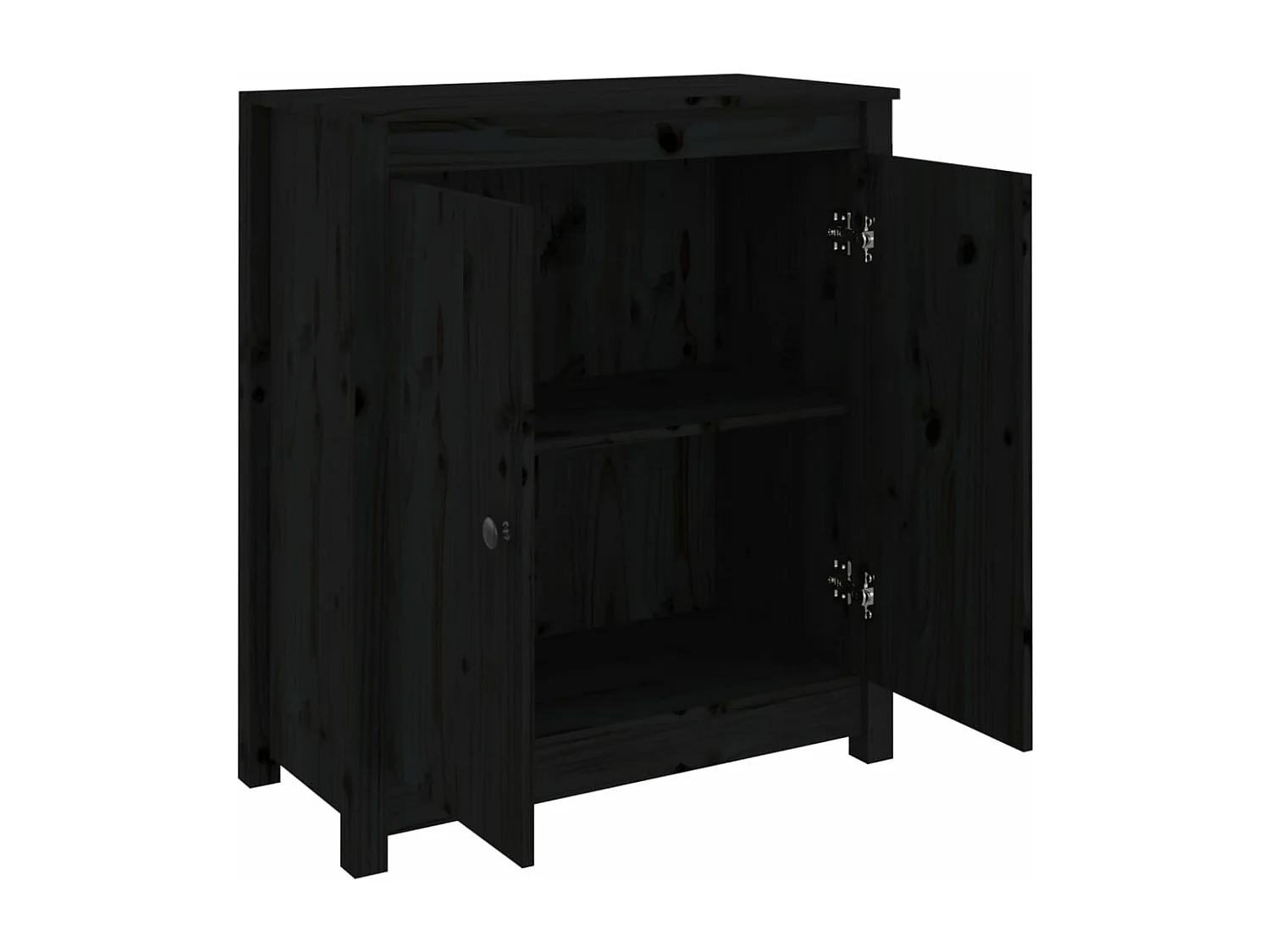 Credenza Nera 70x35x80 cm in Legno Massello di Pino