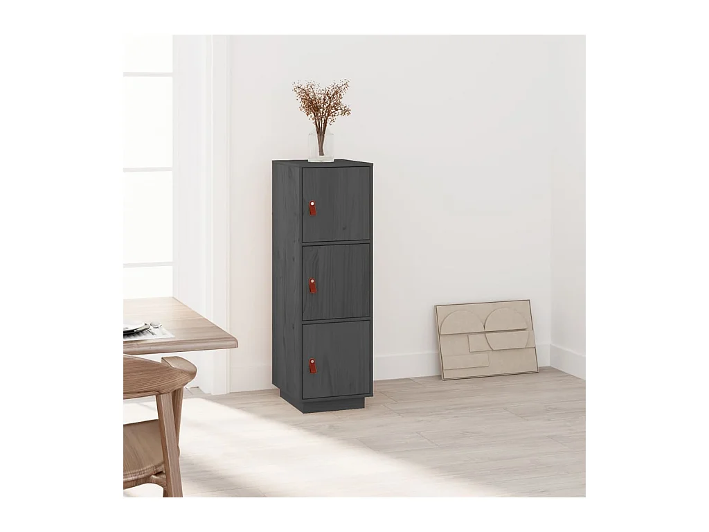 Buffet haut Gris 34x40x108,5 cm Bois massif de pin