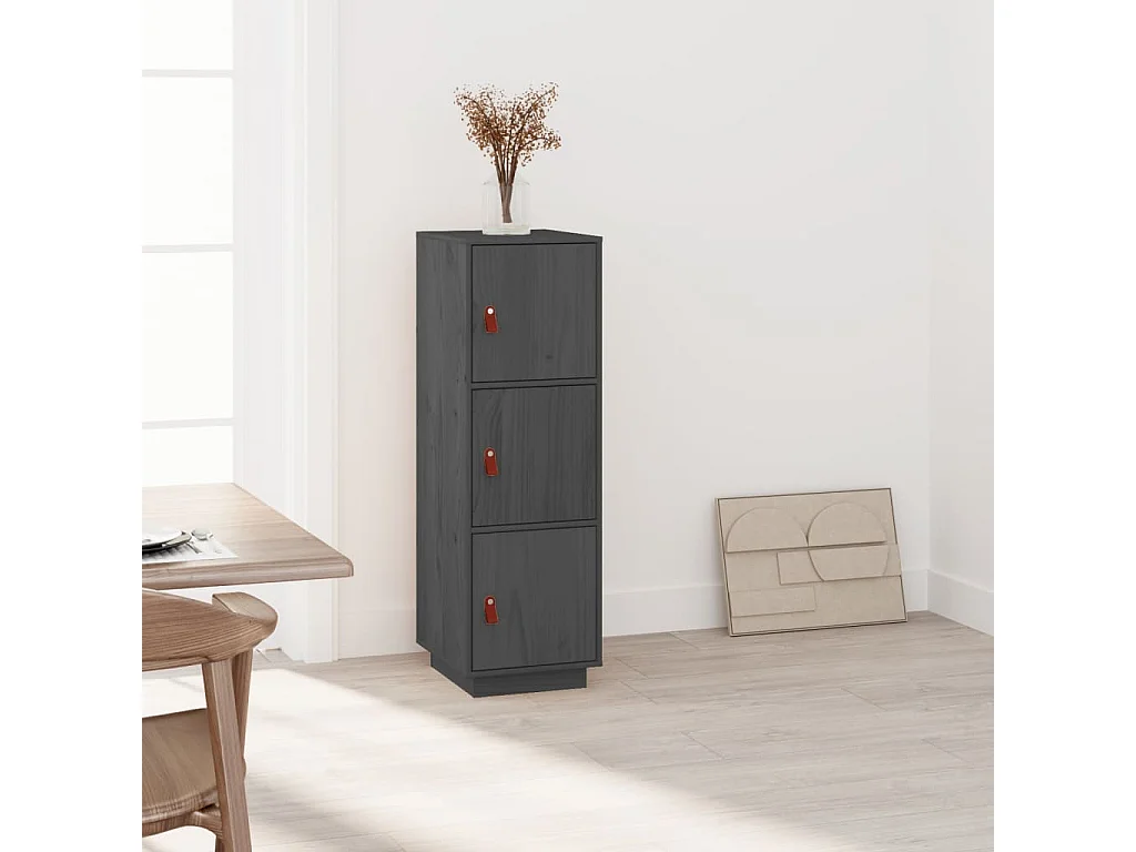 Highboard Grau 34x40x108,5 cm Massivholz Kiefer