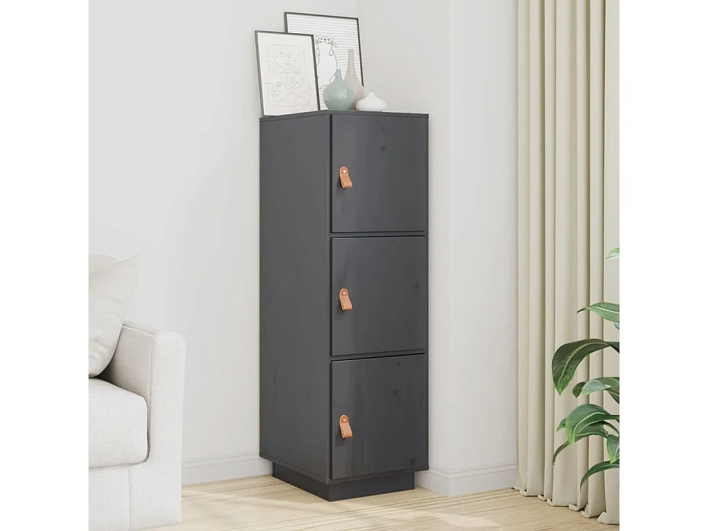 Buffet haut Gris 34x40x108,5 cm Bois massif de pin