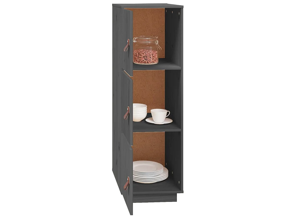 Buffet haut Gris 34x40x108,5 cm Bois massif de pin