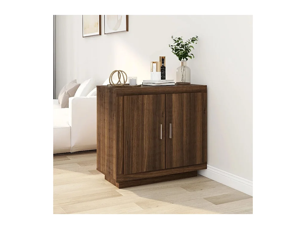 Aparador de madera contrachapada roble marrón 80x40x75 cm