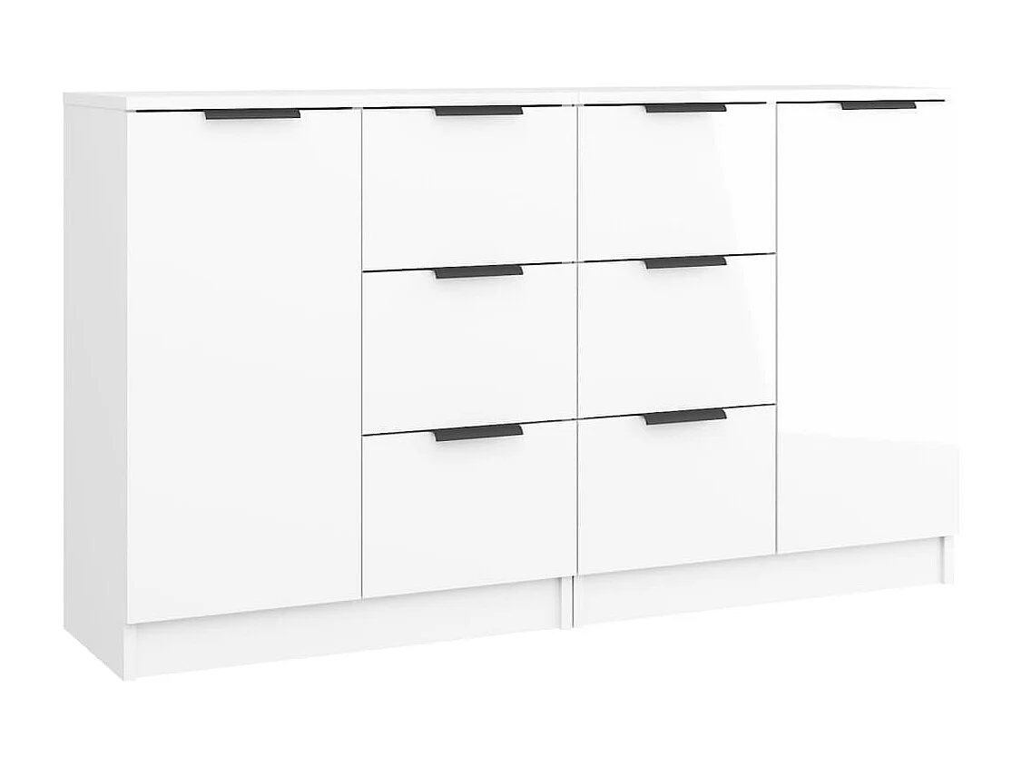 Aparadores 2 pcs 60x30x70cm madeira processada branco brilhante