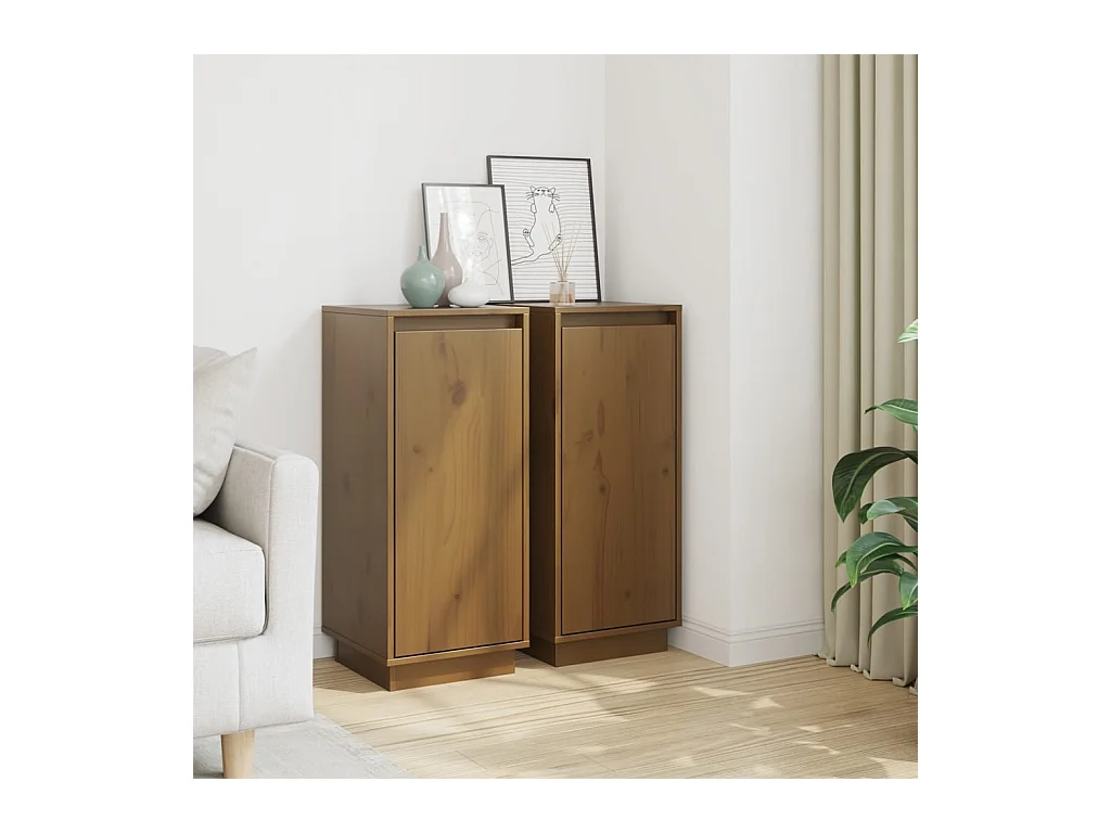 Sideboards 2 Stk. Honigbraun 31,5x34x75 cm Massivholz Kiefer