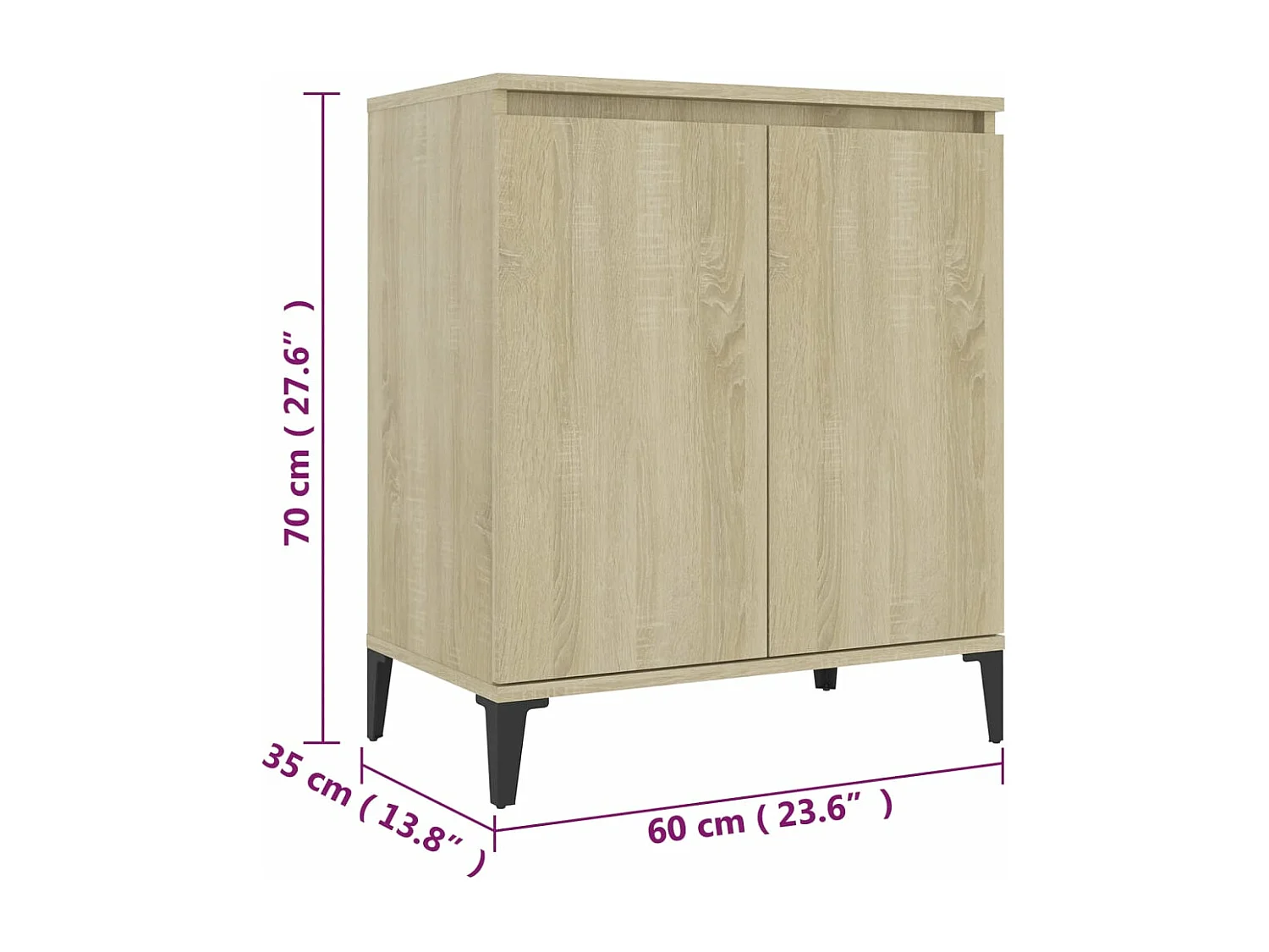 Credenza Rovere Sonoma 60x35x70 cm in Legno Multistrato
