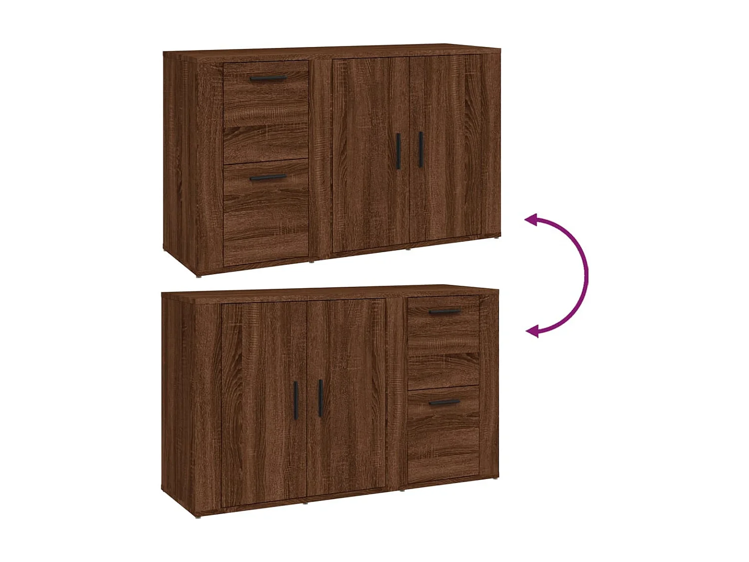 Credenza Rovere Marrone 100x33x59,5 cm in Legno Multistrato