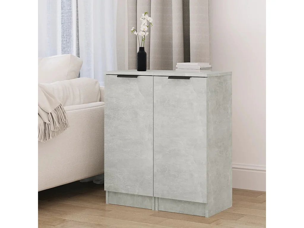 Buffets 2 pcs Gris béton 30x30x70 cm Bois d'ingénierie