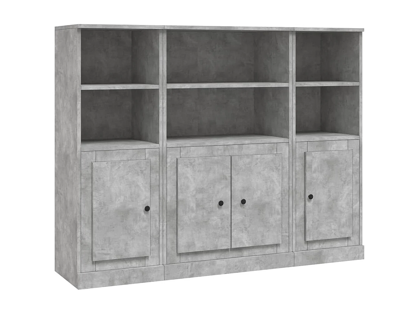 Buffets 3 pcs gris béton bois d'ingénierie