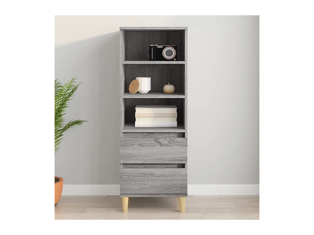 Aparador alto madera contrachapada gris Sonoma 40x36x110 cm