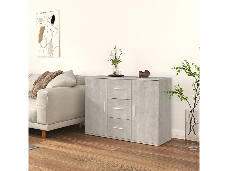 Buffet Gris béton 91x29,5x65 cm Bois d'ingénierie