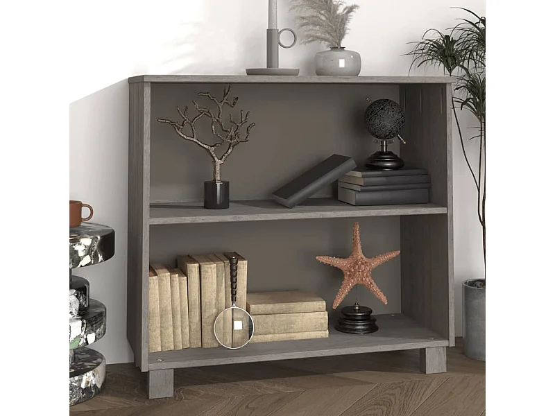 Credenza HAMAR Grigio Chiaro 85x35x80 cm Legno Massello di Pino