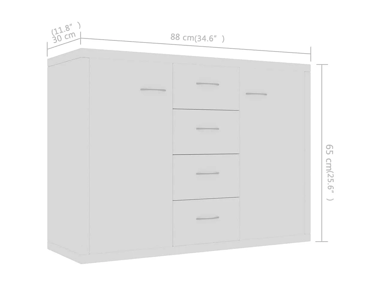 Dressoir 88x30x65 cm bewerkt hout wit