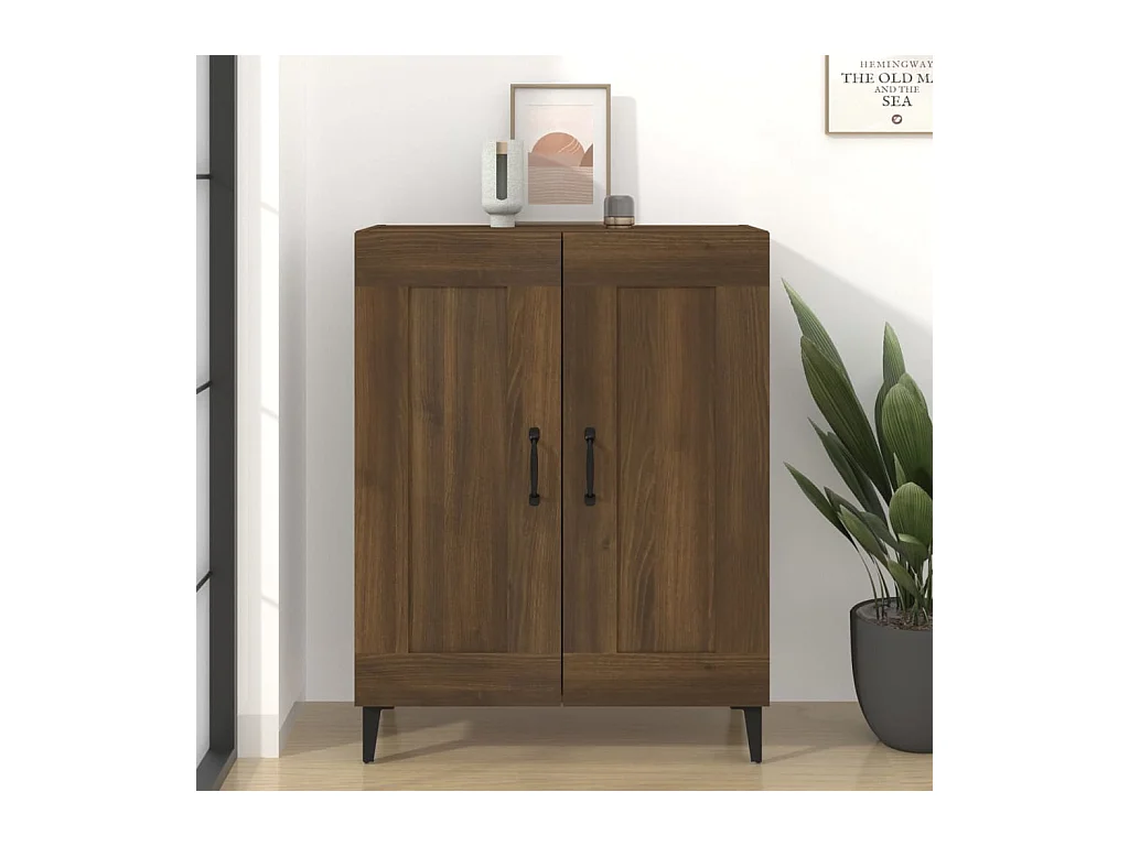 Buffet chêne marron 69,5x34x90 cm bois d'ingénierie