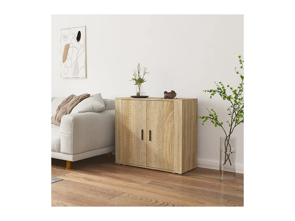 Dressoir 80x33x70 cm bewerkt hout sonoma eikenkleurig