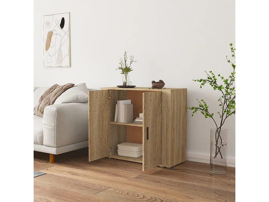 Dressoir 80x33x70 cm bewerkt hout sonoma eikenkleurig