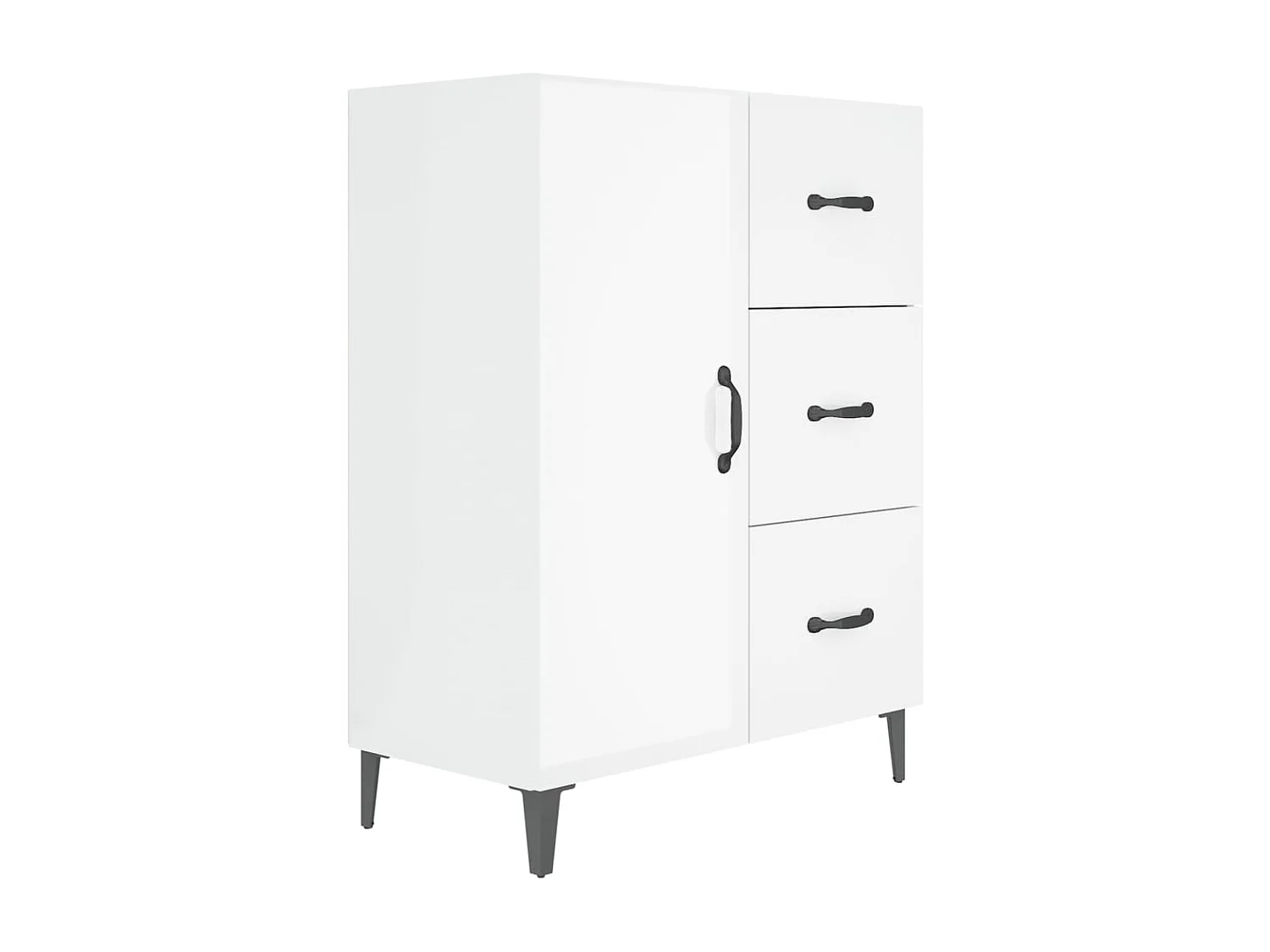 Buffet Blanc brillant 69,5x34x90 cm Bois d'ingénierie