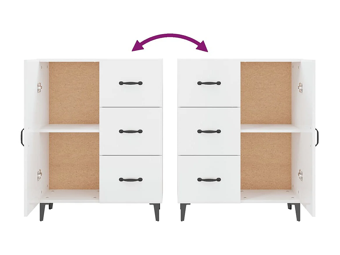 Buffet Blanc brillant 69,5x34x90 cm Bois d'ingénierie