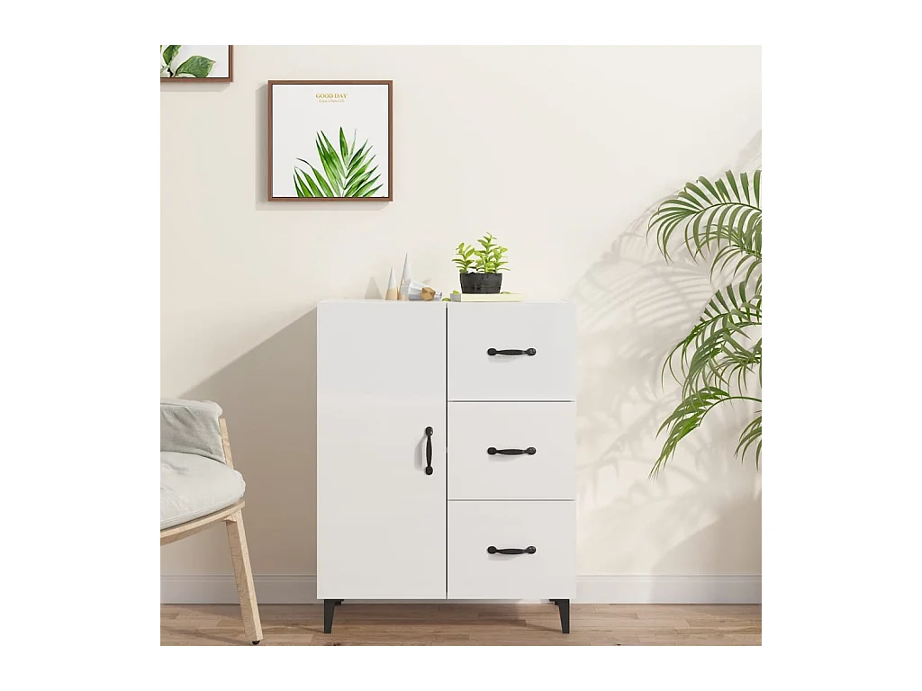 Dressoir 69,5x34x90 cm bewerkt hout hoogglans wit