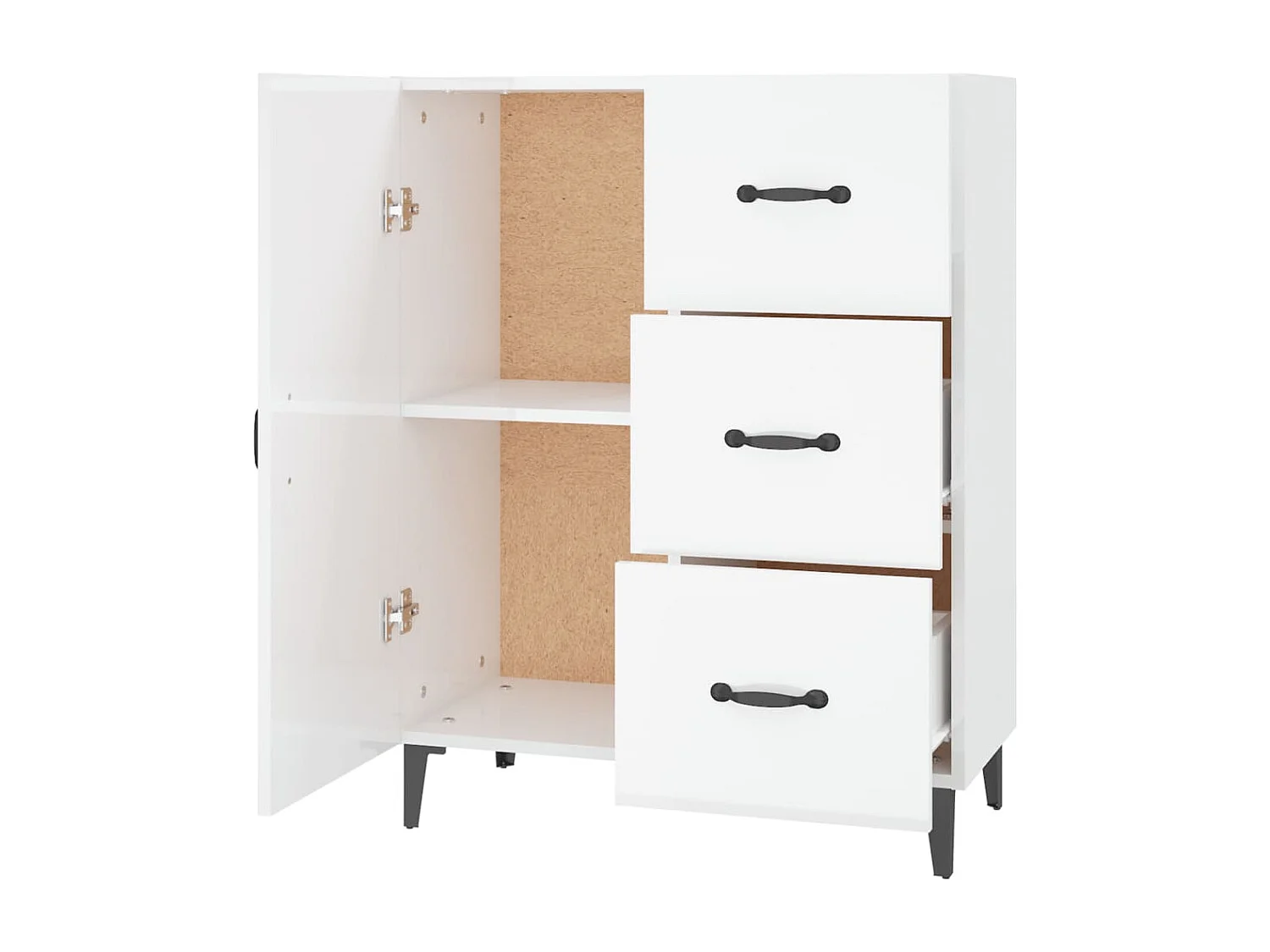 Buffet Blanc brillant 69,5x34x90 cm Bois d'ingénierie