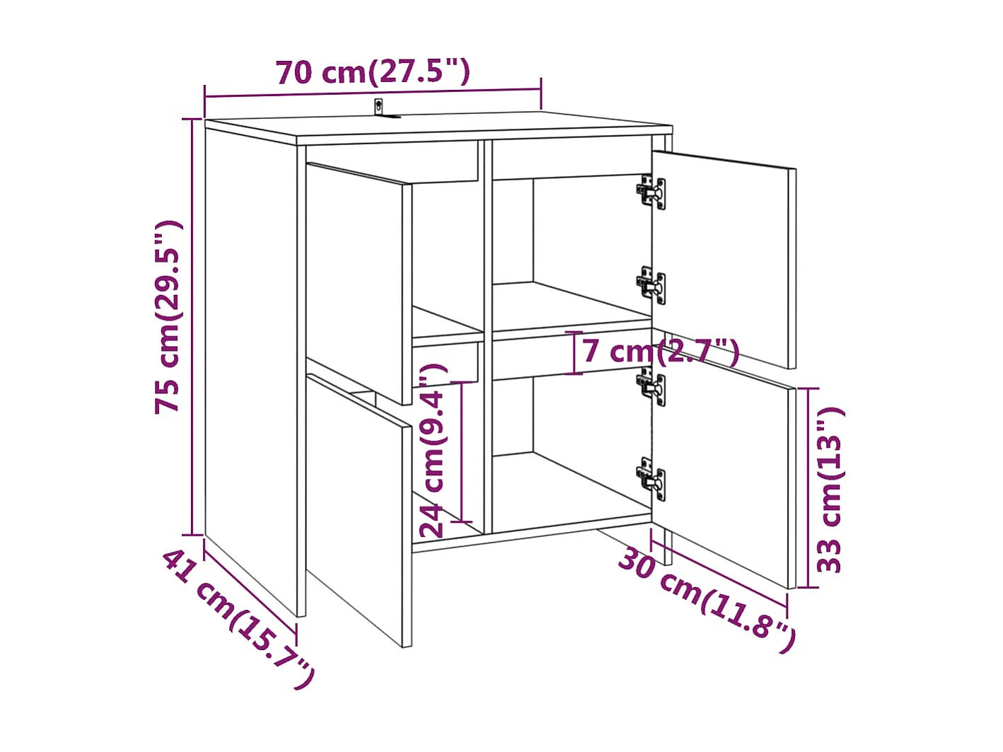 Buffet Chêne sonoma 70x41x75 cm Bois d'ingénierie