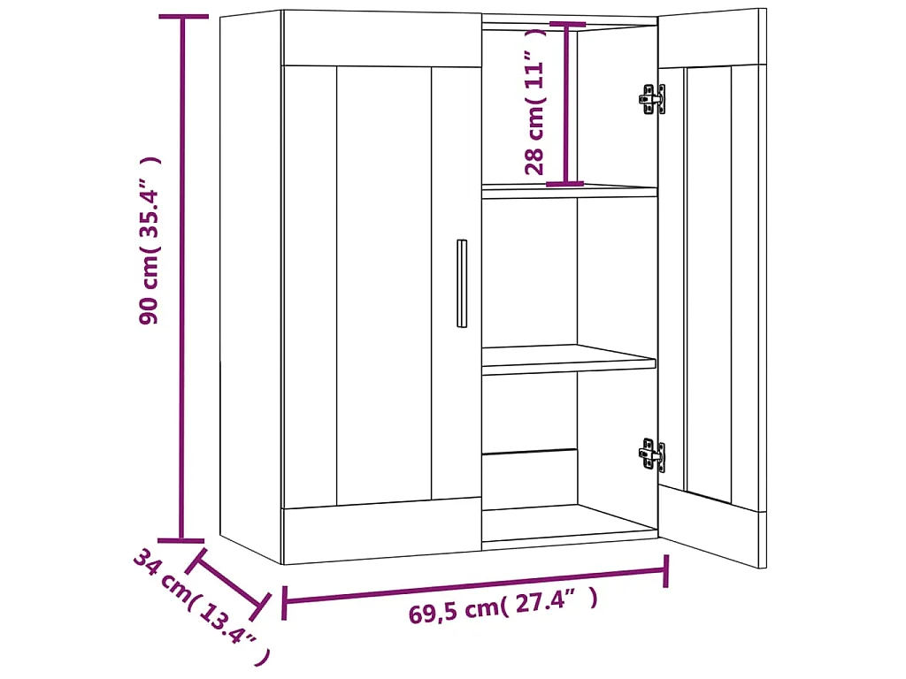 Armoire murale suspendue Chêne sonoma 69,5x34x90 cm