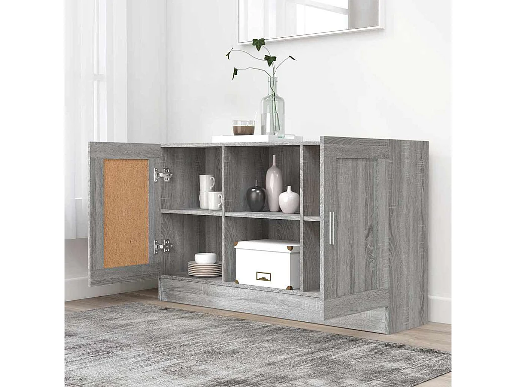 Aparador de madera contrachapada gris Sonoma 120x30,5x70 cm