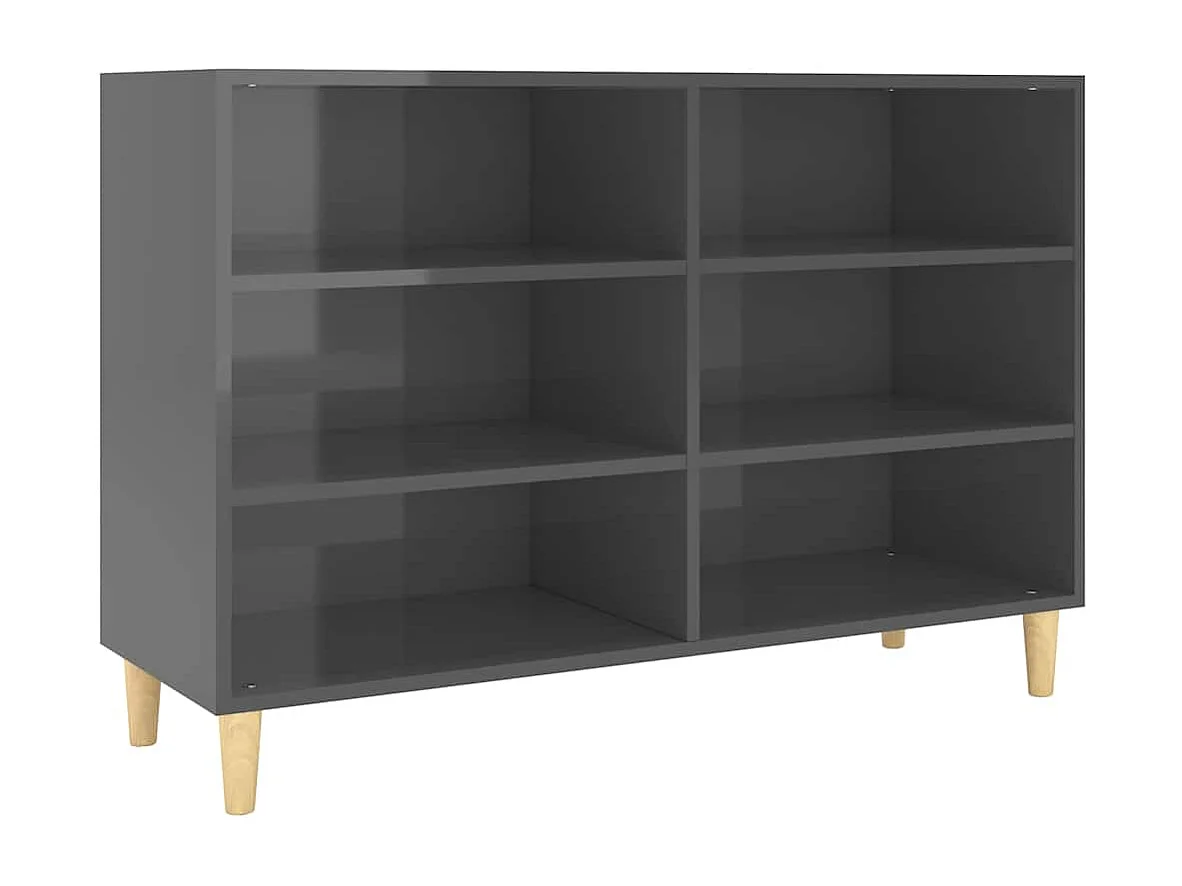 Buffet Gris brillant 103,5x35x70 cm bois d'ingénierie