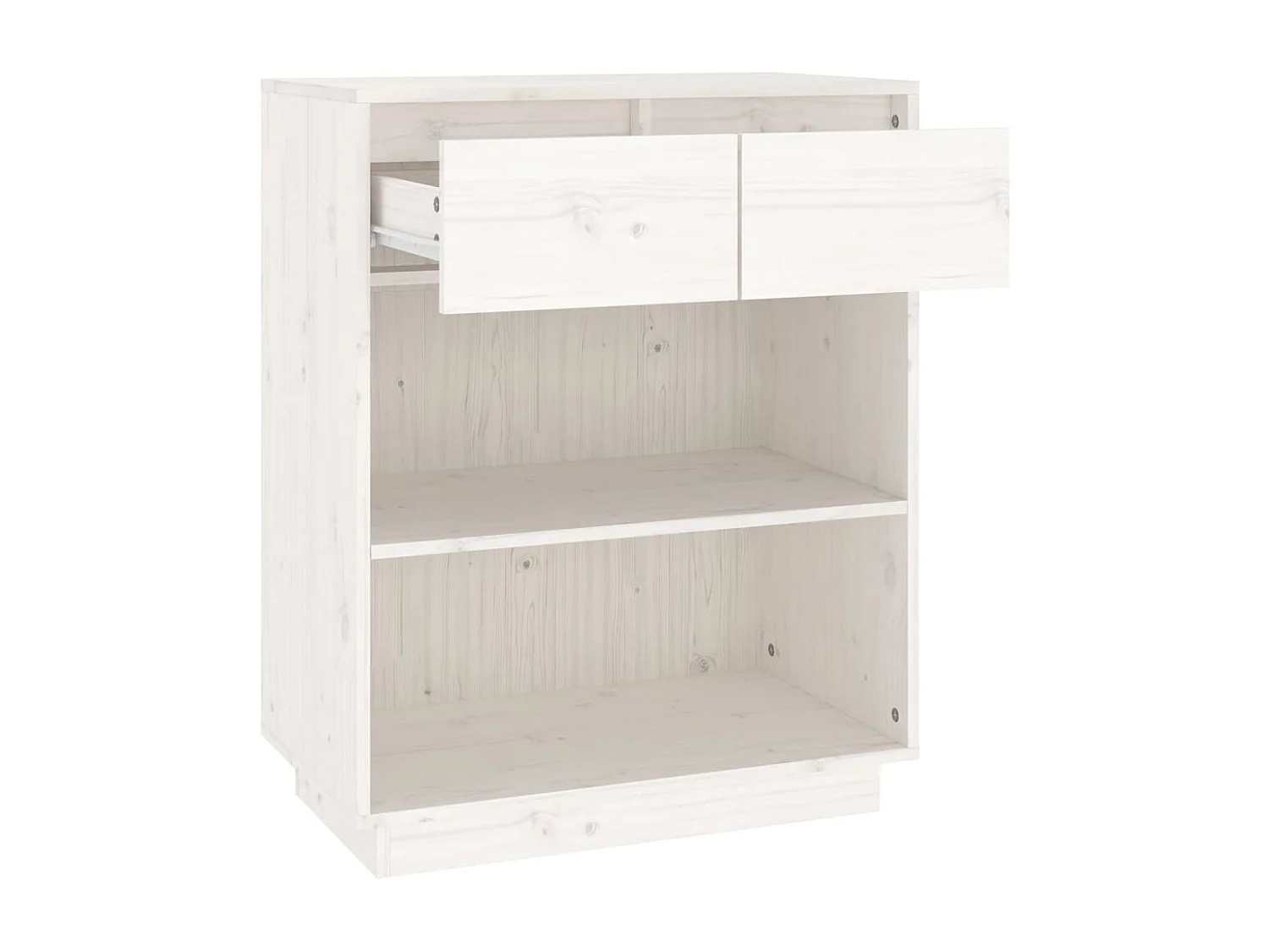 Beistellschrank Weiß 60x34x75 cm Massivholz Kiefer