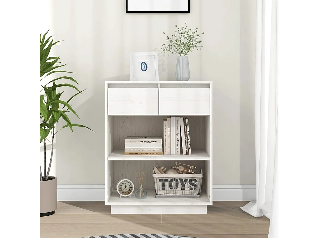 Armoire console Blanc 60x34x75 cm Bois de pin solide