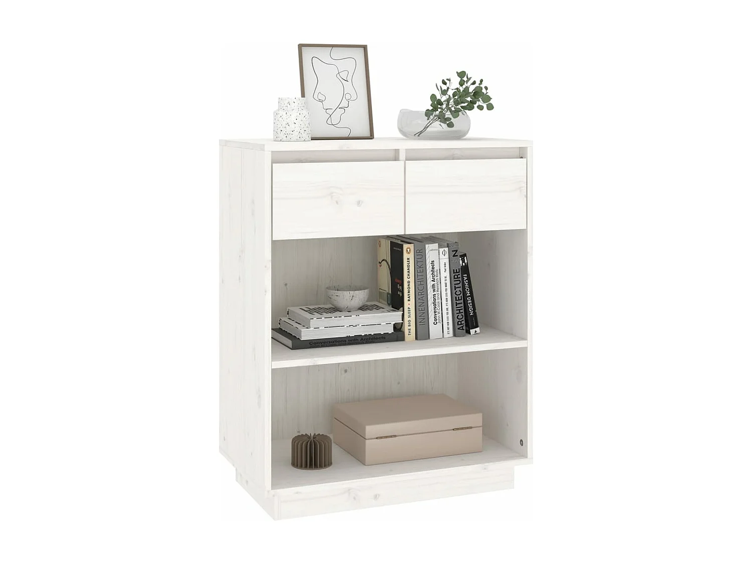 Armoire console Blanc 60x34x75 cm Bois de pin solide