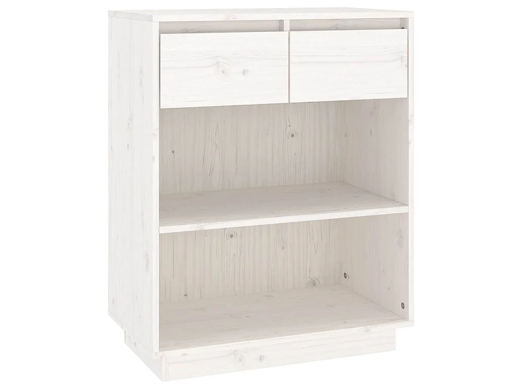 Beistellschrank Weiß 60x34x75 cm Massivholz Kiefer