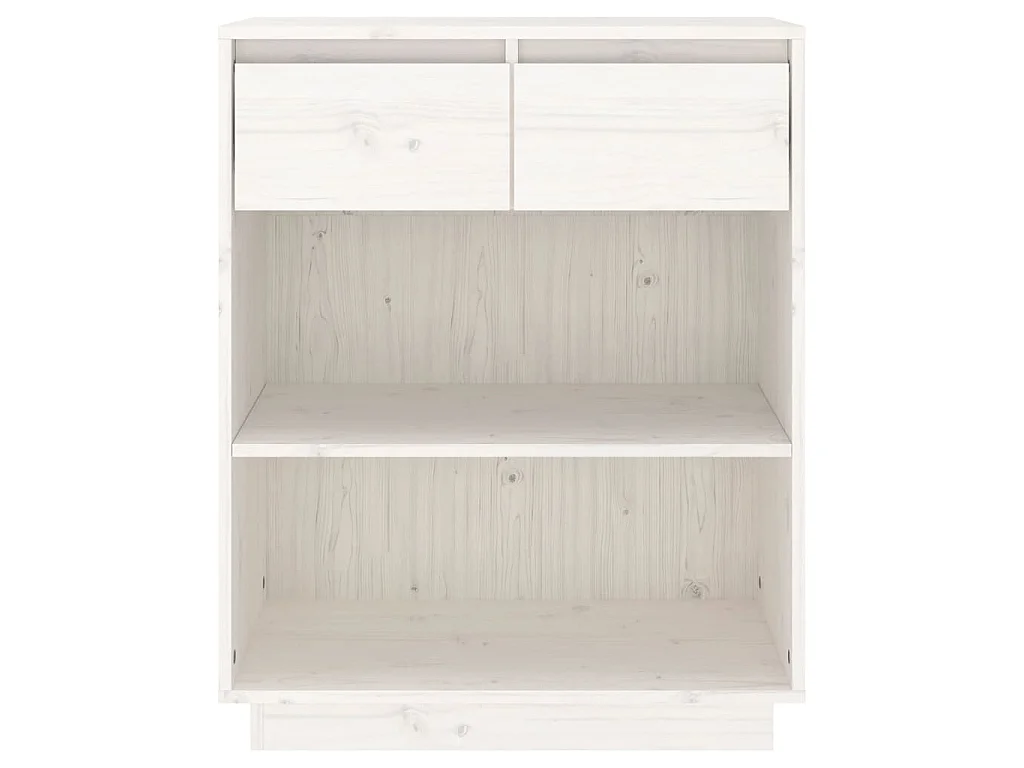 Beistellschrank Weiß 60x34x75 cm Massivholz Kiefer
