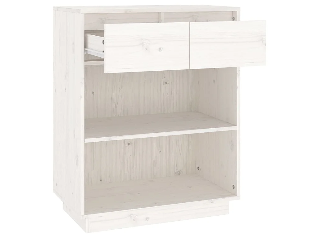 Beistellschrank Weiß 60x34x75 cm Massivholz Kiefer