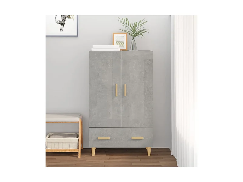 Credenza Grigio Cemento 70x31x115 cm in Legno Multistrato