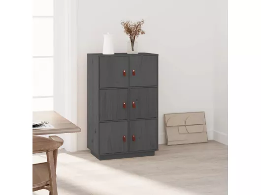 Kauf Unique Highboard Grau 67x40x108,5 cm Massivholz Kiefer